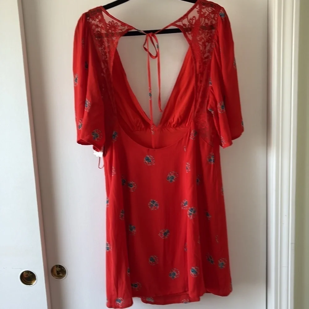 Free People Mockingbird Floral Open Back Mini Dress 12
